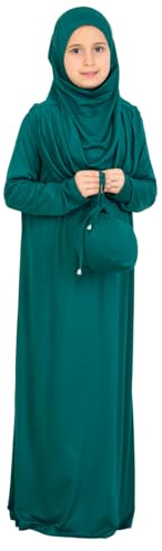 Prien Hijab Gebetskleidung Für Kinder, Weiche Viskose Mädchen Abaya Mit Kopftuch Und Tasche, Damen Muslimische Langarm Islamische Gebetskleid Kaftan Für Tesettür Ramadan & Eid