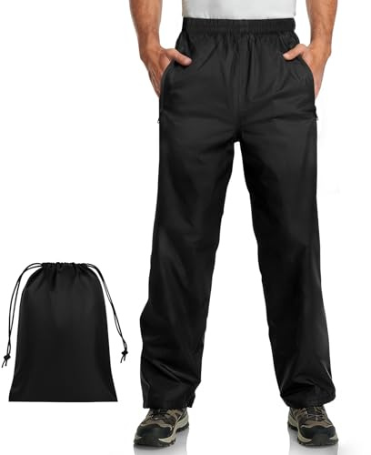 BSBUY Adult Waterproof Trousers Mens Womens Overtrousers Lightweight Rain Trousers Breathable Rain Pants with Packaway Bag Outdoor Windproof Rain Over Pants for Golf Hiking Fishing Cycling(M)