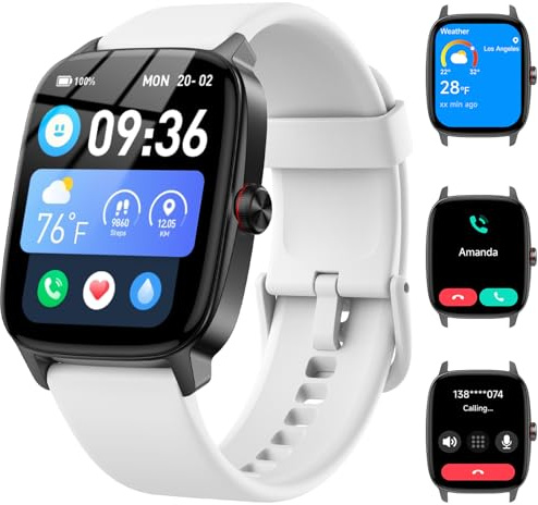 Reloj Inteligente Mujer Hombre con Llamadas Bluetooth y Voz AI, 1.85'' Smartwatch con Whatsapp Notificación, Pulsómetro/SpO2/Sueño/Podómetro, 110+ Modos Deportivos, Impermeable IP68 para iOS/Android