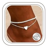 Milacolato Bracelets Cheville Femme en Argent Sterlilng 925 Chaine Argent Or Réglable Délicats Double Couche Bracelets de Cheville Papillon Octagramme Cœur Cercle Pied Bijoux de Plage pour Femme-CS
