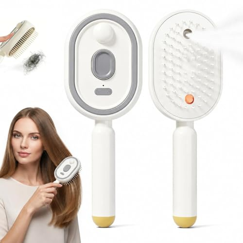 Brosse à Vapeur électrique Pour Cheveux, 2026 Nouvelle Brosse à Lisser Rechargeable Avec Peigne Démêlant, Brosse à Cheveux à PulvéRisation D'eau Pour Cheveux Longs Et Courts