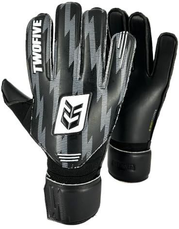 TWOFIVE | Guantes de Portero Fútbol Atlanta Basic Negro | Guantes resistentes a la abrasión, nivel de iniciación, recomandado para niños y niñas.