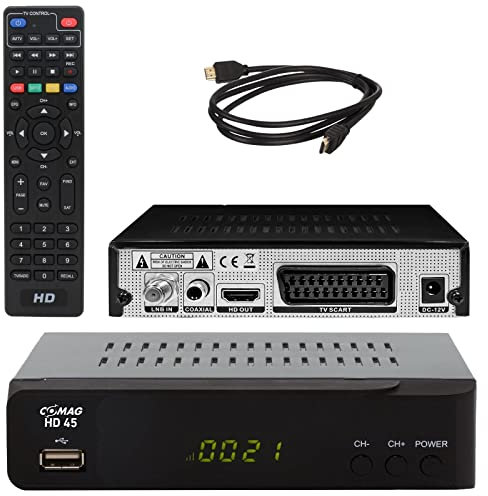 COMAG HD 45 digitaler HD SAT Receiver (HDTV, DVB-S2, HDMI, 1080p, SCART, USB Mediaplayer, Full HD, Astra vorinstalliert) schwarz