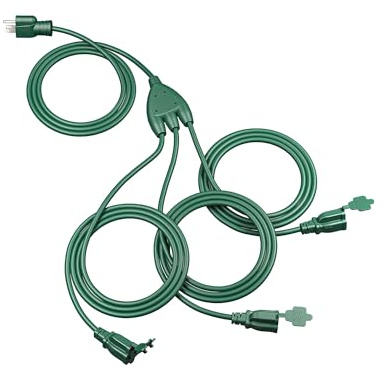 DEWENWILS 13Ft End to End Outdoor Extension Cord Multiple Outlets, Evenly Spaced 3 Outlets Plugs with Cover, 16/3 SJTW Weatherproof Wire for Outdoor String Lights and Holiday Decorations, 1 Pack