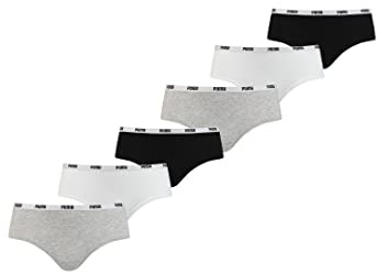 Puma Women Iconic 503007001 Slip Hipster pour Femme Couleur : 002 Blanc/Gris/Noir Taille L, Multicolore, L
