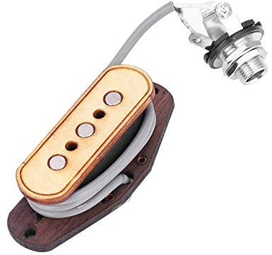Alomejor Pastilla de Guitarra de 3 Cuerdas DIY Cigar Guitar Box Prewire Guitar PickupTransducer para reparación de Guitarra con Entrada Jack
