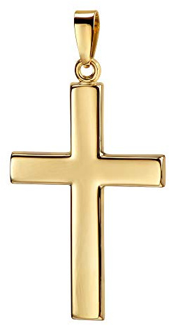 JEVELION Kreuz-Anhänger große Ausführung in Hochglanz poliertes Goldkreuz für Herren als Kettenanhänger + Schmuck-Etui