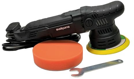 Sakura Dual Action 240V Car Polisher SS5439 - Buffing, Polishing, Variable Speed 2,000-6800 RPM, 125mm Polishing Pad, 2.8m Mains Cable