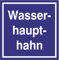 Schild Wasserhaupthahn Kunststoffplatte blau 200x200 mm Wasserleitung Kunststoff