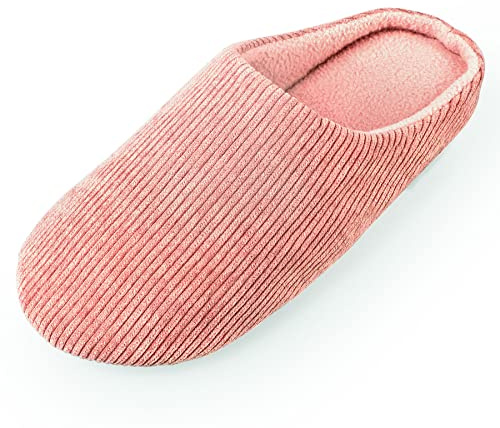 Knixmax Zapatillas de Estar por Casa Hombre y Mujer Algodón Pantuflas Cómodo y Suave para Hotel Viaje Rosa 42-43
