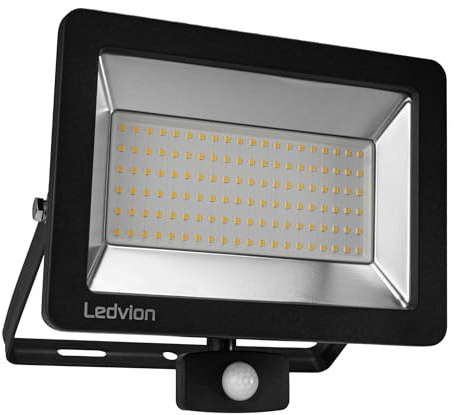Ledvion - LED Flutlicht, 100 Watt, LED Flutlicht, 6000K, 12000 Lumen, IP65 Wasserdicht, Mit Schnellanschluss