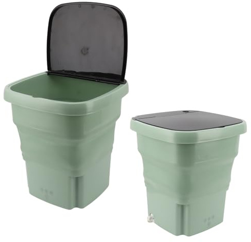 Bewinner Lavatrice Pieghevole Portatile da 15 Litri, Mini Lavatrice a Secchio Ad Alta capacità con 3 modalità di Pulizia Profonda per Biancheria Intima, Vestiti del (Verde
