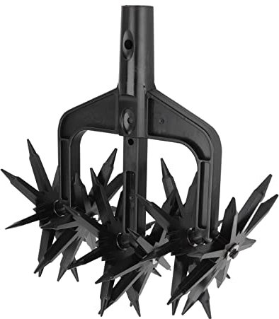 Rotary Cultivator Garden Tool, 2 in 1 Garden Ventilated Scarifier Rotary Tiller Removable Protable Lightweight Handheld Tiller and Cultivator with 1 Bracket, 6 Gear for Landscapers
