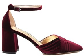 Azarey Zapatos DE SALÓN DE Terciopelo Burdeos con Correa AL Tobillo - (Talla 36)