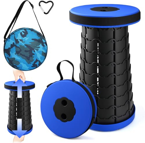 WUSUPU Sgabello Pieghevole Portatile,Sgabello Telescopico,Sgabelli Pieghevoli,Sgabello Da Campeggio,Sedia Portatile Regolabile in Altezza,Sedile Retrattile per Campeggio,Barbecue,Pesca,Escursionismo