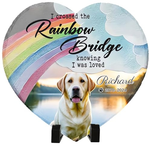 Umitive Individueller Grabstein für Haustiere - Personalisierte Gedenktafel mit Foto & Name - Hundegrab, Tierfriedhof Dekoration - Erinnerungsgeschenk für verstorbene Tiere (Style G)