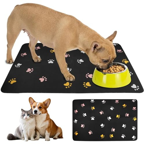Sotto Ciotola Gatto in Terra Diatomacea 40×60 cm, Tappeto Cibo Gatto Grande