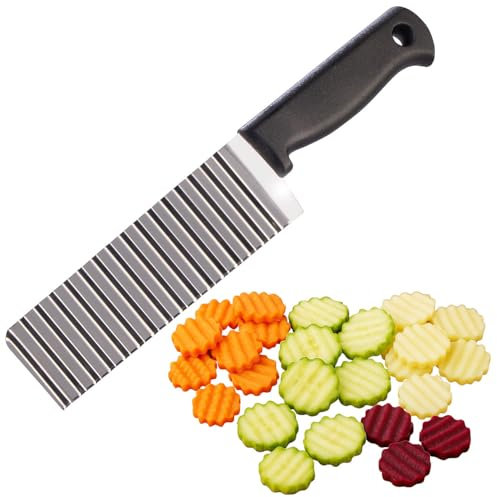 Rosenstein & Söhne Buntschneidemesser: Wellenschneider aus Edelstahl für Kartoffeln und Gemüse (Pommesmesser, Wellenmesser)