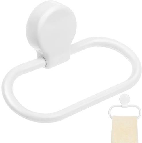 Anello Portasciugamani Autoadesivo in Abs, senza Foratura, Bianco | Design Semplice per Bagno e Cucina, Montaggio Rapido, Supporto Pratico, Accessorio da Parete Bianco