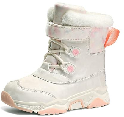 Generisch 2026 Botas de nieve de color sólido para niños de invierno para niños y niñas, botas acolchadas acolchadas antideslizantes, Blanco, 35 EU