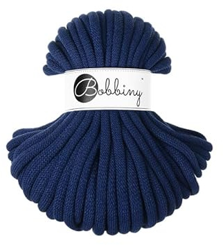 Flechtkordel Jumbo - 9mm - Baumwollkordel Baumwollgarn Garn Kordel Makramee Schnur Kordelband Natur Baumwolle DIY-Basteln 30m - Ink Blue