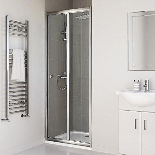 iBathUK 800mm Bifold Glass Shower Enclosure Reversible Folding Cubicle Door