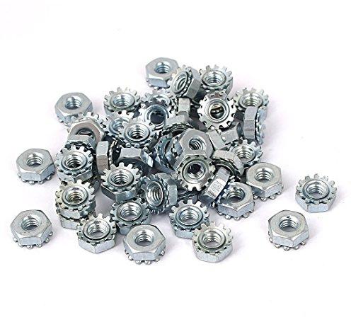 sourcingmap 50pcs écrou de Blocage écrou Autobloquant 8#-32 filetage femelle Hexagonal plaqué zinc