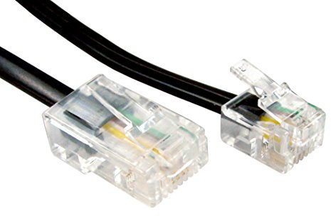 PC Supplies Limited PCSL® RJ11 to RJ45 Cable - Telephone/Handset Cable - Connects Analogue Telephones to Wall Socket (4m, Black)