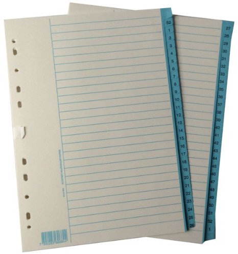 5 x Ordnerregister Register 1-52 Zahlenregister für KW Papier-Register A4