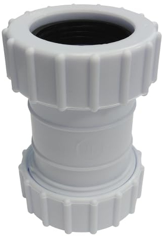 Merriway BH02908 Waste Compression Straight Connector 32mm Nominal (1 1/4) White – Plastic Sink & Basin Waste Pipe Joiner