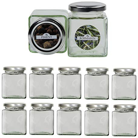mikken 12 Gewürzgläser eckig 212 ml inkl. 24 Gewürzetiketten