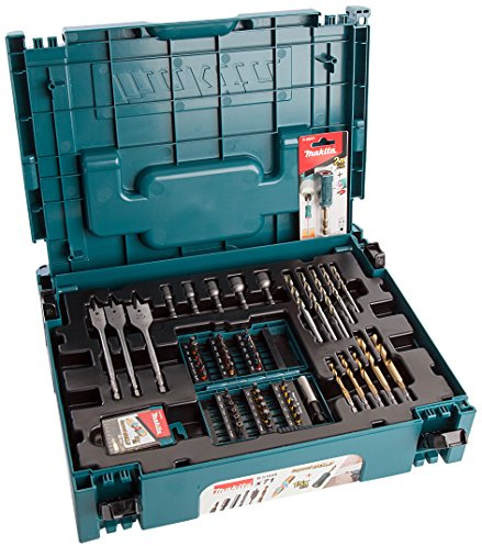 Makita B-51699 Drill and Bit Set, 18 V, Blue/Black, 115 mm/4.1/2-Inch, 71-Piece