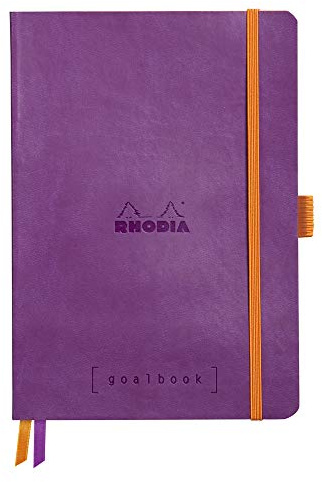 Rhodia 117770C - Notizheft - Goalbook Rhodiarama DIN A5 (14,8x23cm), mit flexiblem Einband, 120 Blatt elfenbein 90g, kariert, Violett, 1 Stück