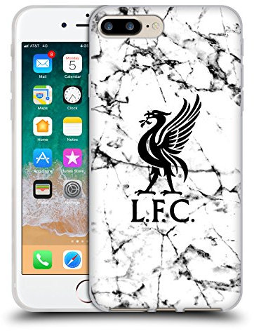 Head Case Designs Offizielle Liverpool Football Club Liver Bird Schwarz Marmor Gelhülle [Militärischer Schutzgrad] Kompatibel Mit Apple iPhone 7 Plus/iPhone 8 Plus Und Kompatibel Mit MagSafe