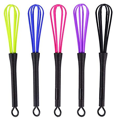 Kitchen Whisk, 5PCS Plastic Salon Hand Whisk Hair Color Dye Cream Whisk for Mixing Baking Whisking Beating Frothing Stirring