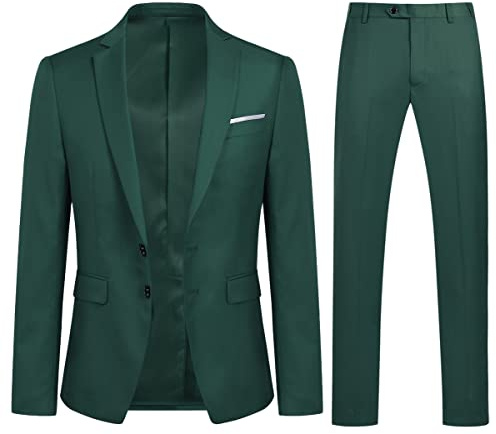 YOUTHUP Costume Homme 2 Pièces Slim Fit Smoking Mariage d'affaires | Veste Pantalon, Formel, Costard, 2 Boutons, Revers Crantés, Fente Centrale, Couleur Unie, Élégant, Business