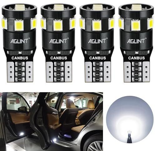 AGLINT T10 194 LED Bulb CANBUS Error Free W5W 501 168 2825 Wedge 12V Replacement Bulb for Car Interior Dome Map Door Side Trunk Courtesy Position Light License Plate Lights 6500K White 4PCS