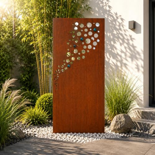 Zen Man 031918-3 Brise-Vue en métal avec Boule en Verre et décoration de Jardin 180 x 75 cm