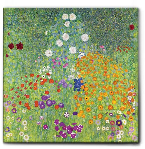 Giallobus - Gemälde - Gustav Klimt - Blumengarten - Leinwand mit Standardrahmen - 70L x 70l cm - Bereit zum Aufhängen - Moderne Gemälde