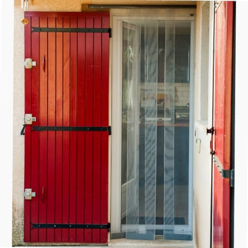 WERKA PRO Moustiquaire Rideau de Porte Rail Alu 4 Pans 100 x 220 cm Grise | Fibre de verre, aluminium, usage intérieur et maison, 4 pans lestés pour tension optimale, installation facile