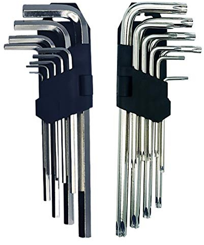 EUROXANTY Juego de llaves Allen hexagonales | Juego de llaves Torx | Llaves con brazo largo | Llaves de acero y cromo vanadio | Tamaño 1.5-10 mm | SET ALLEN Y TORX
