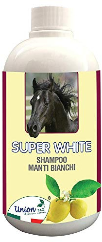 Union Bio® Super White 500 ML - Shampoo Sbiancante Per Cavalli Con Manti Chiari, Delicato Per Pelli Sensibili, 100% Naturale, Non Irrita, Elimina Le Macchie Gialle, Made In Italy