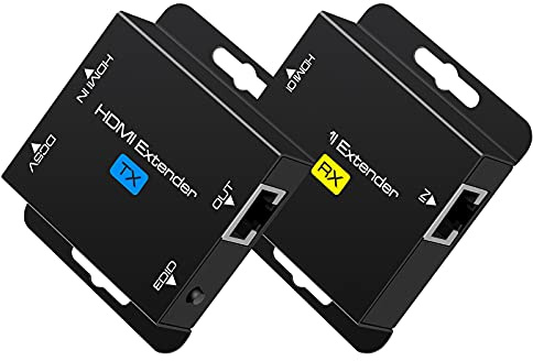 VPFET HDMI Extender Over Single Cat5e/6 HDMI Over Ethernet Up to 200Ft Repeater Balun Transmitter Receiver Power On Cat Support Full 1080p 3D HDCP EDID Copy from Displays