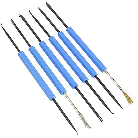 6 Piece Soldering Aid Kit: Brush Scraper Knife Hook Fork and Spike Double Sided Tools PCB Circuit Boards Soldering
