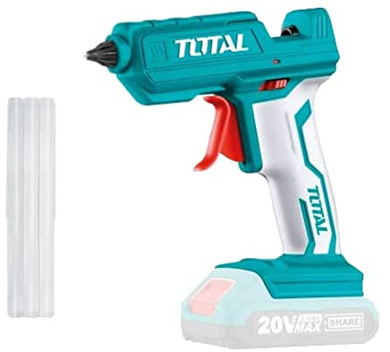 Total Tools - Pistola per colla a batteria P20S da 20 V | Riscaldamento in 60 secondi | Diametro 11,2 mm | Ideale per la lavorazione del legno e l'artigianato | Include 3 barre di colla