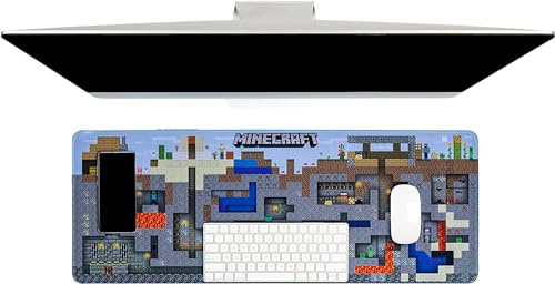 Paladone Minecraft World skrivbordsmatta | Officiellt licensierade varor, flerfärgad, PP8805MCF, 79 x 30 centimeter