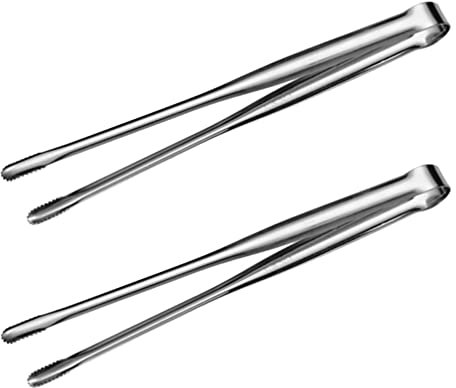YARNOW 2pcs 12 Inches Stainless Steel Grill Tongs Korean Japanese BBQ Tongs Kitchen Tongs for BBQ Baking Cooking Serving Tongs Silver