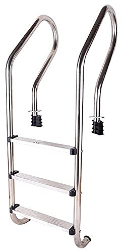 AWJ Pasamanos de Piscina, Escalera de Piscina empotrada de Acero Inoxidable 316 con protección Antideslizante, para Piscina enterrada de Profundidad de 0,9-1,2 m/Plata/1,5 mm (Plata 1,5 mm)