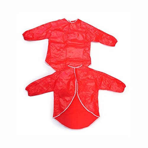 3 Ace Crafts Kids Art Apron 70cm Painting Apron for Boys and Girls Waterproof Playing Apron with Half Sleeves and Elasticated Cuffs for Painting, BBQ, Garden, Cooking, Red