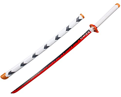 SHASHAYA Katana de samouraï en bambou fait à la main Demon Slayer 75 cm pour enfants, cadeau pour garçons et filles